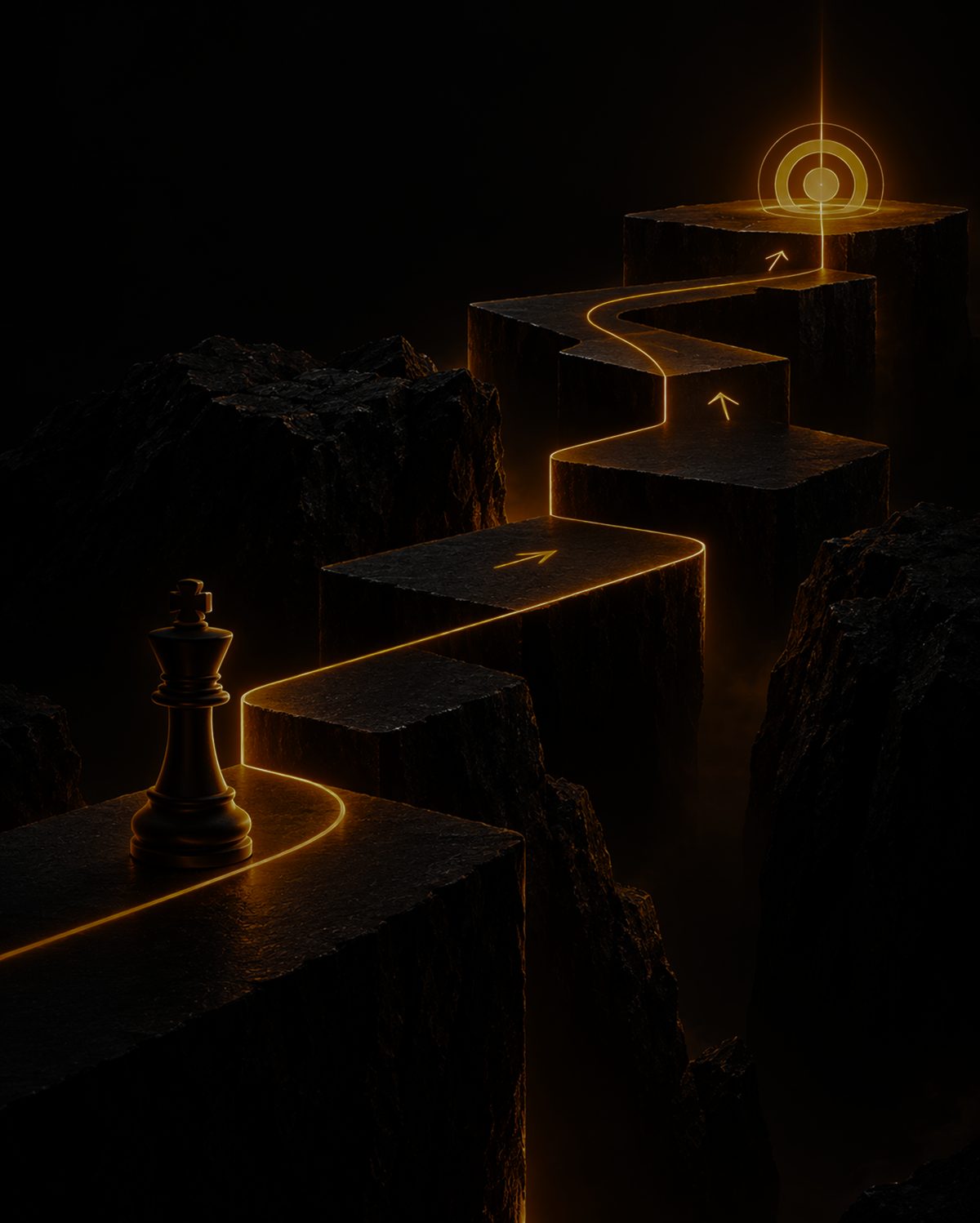 Ilustração de um caminho iluminado representando a jornada até vendas previsíveis